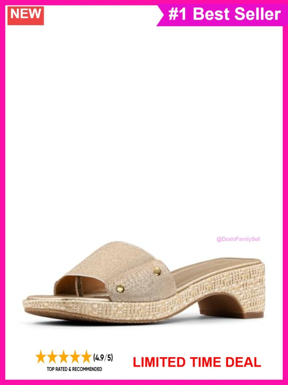 Jute Elastic Slide Sandals Low Platform Memory Foam Shoes
